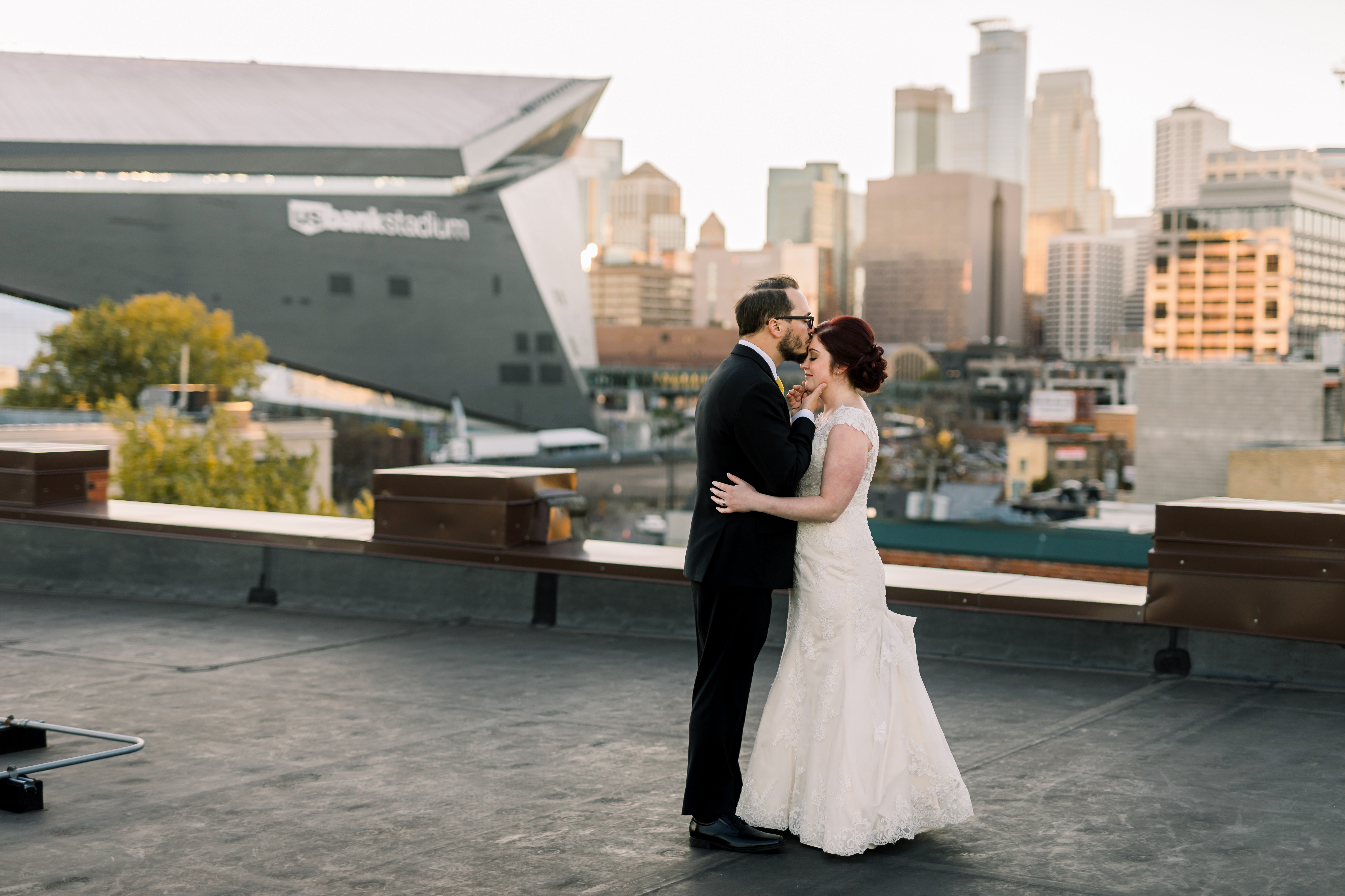 Day Block Event Center Roof top wedding with skyline