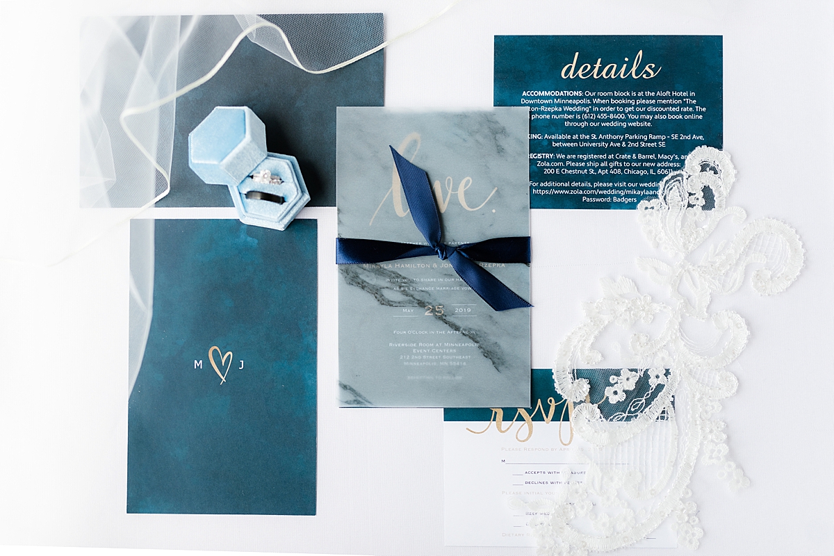 Something blue details for wedding